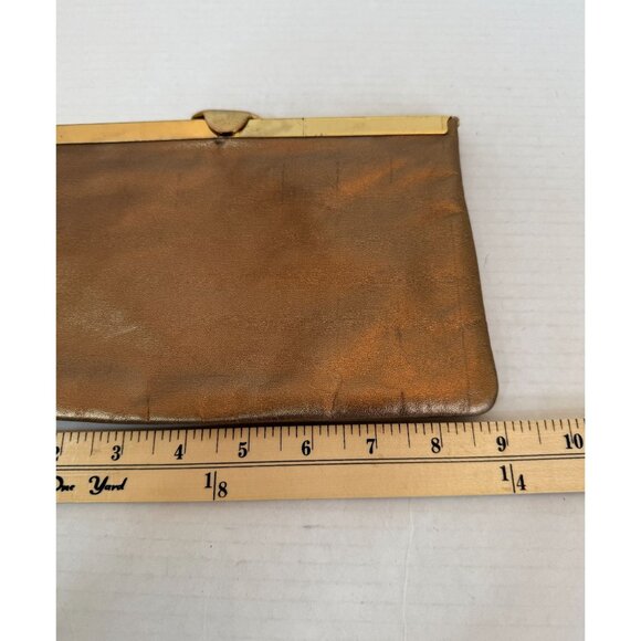 Vtg. Etra Genuine Leather 1950s–1960s Bronze Evening Bag Retro Metallic Handbag - Picture 7 of 9